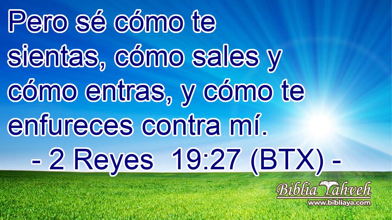 Pero sé cómo te sientas, cómo sales y cómo entras, y cómo te enfureces contra mí.