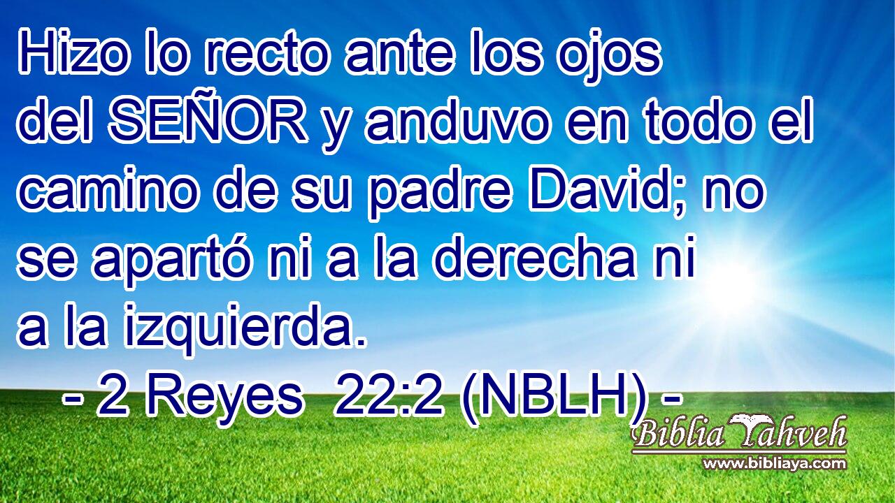  Hizo lo recto ante los ojos del SEÑOR y anduvo en todo el camino de su padre David; no se apartó ni a la derecha ni a la izquierda. 