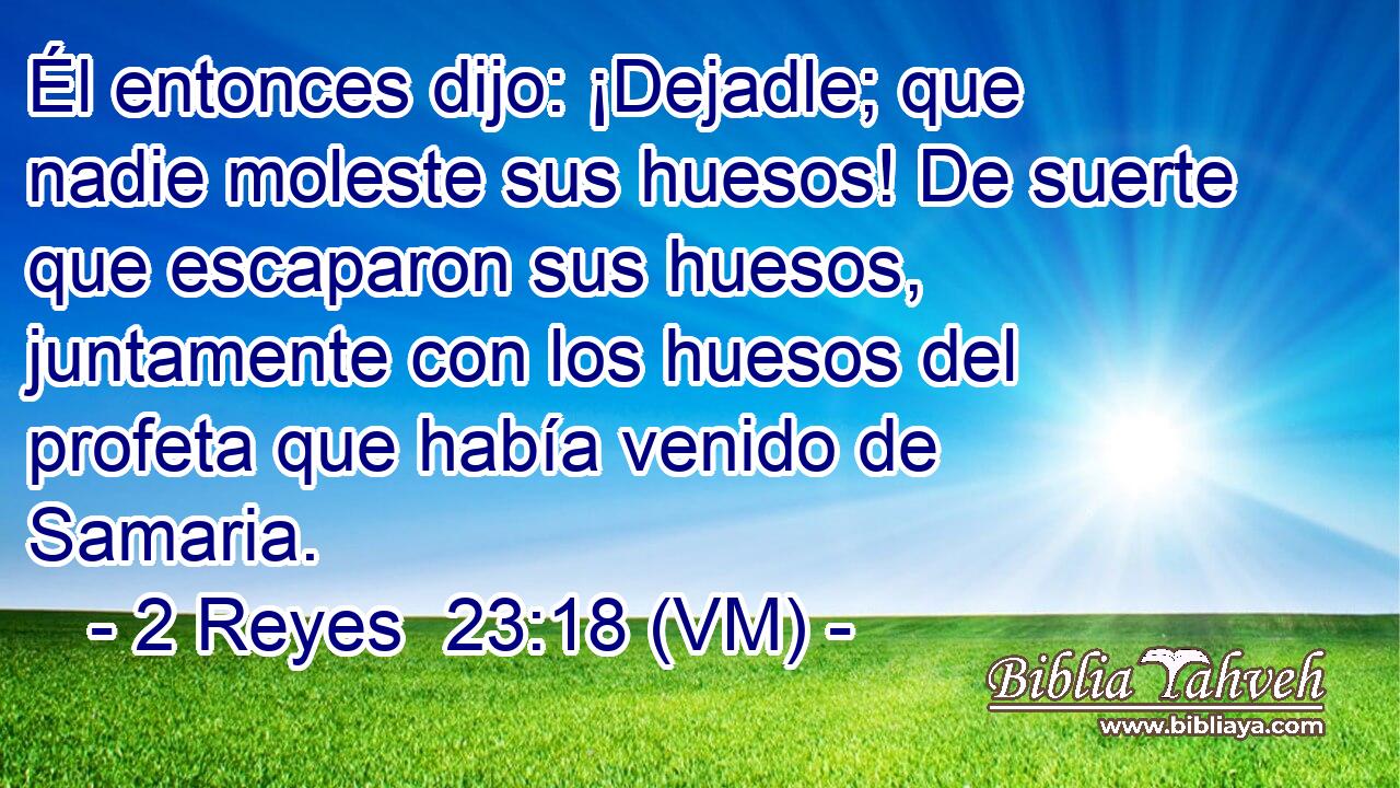  Él entonces dijo: ¡Dejadle; que nadie moleste sus huesos! De suerte que escaparon sus huesos, juntamente con los huesos del profeta que había venido de Samaria. 