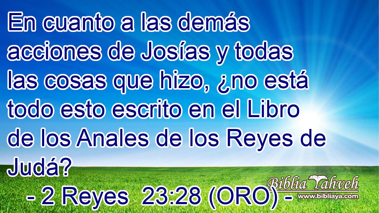  En cuanto a las demás acciones de Josías y todas las cosas que hizo, ¿no está todo esto escrito en el Libro de los Anales de los Reyes de Judá? 