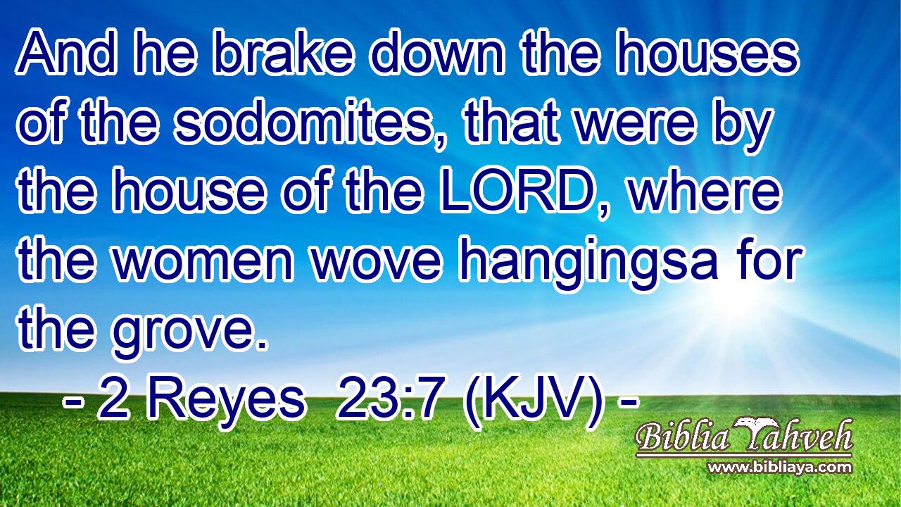 And he brake down the houses of the sodomites, that were by the house of the LORD, where the women wove hangingsa for the grove.