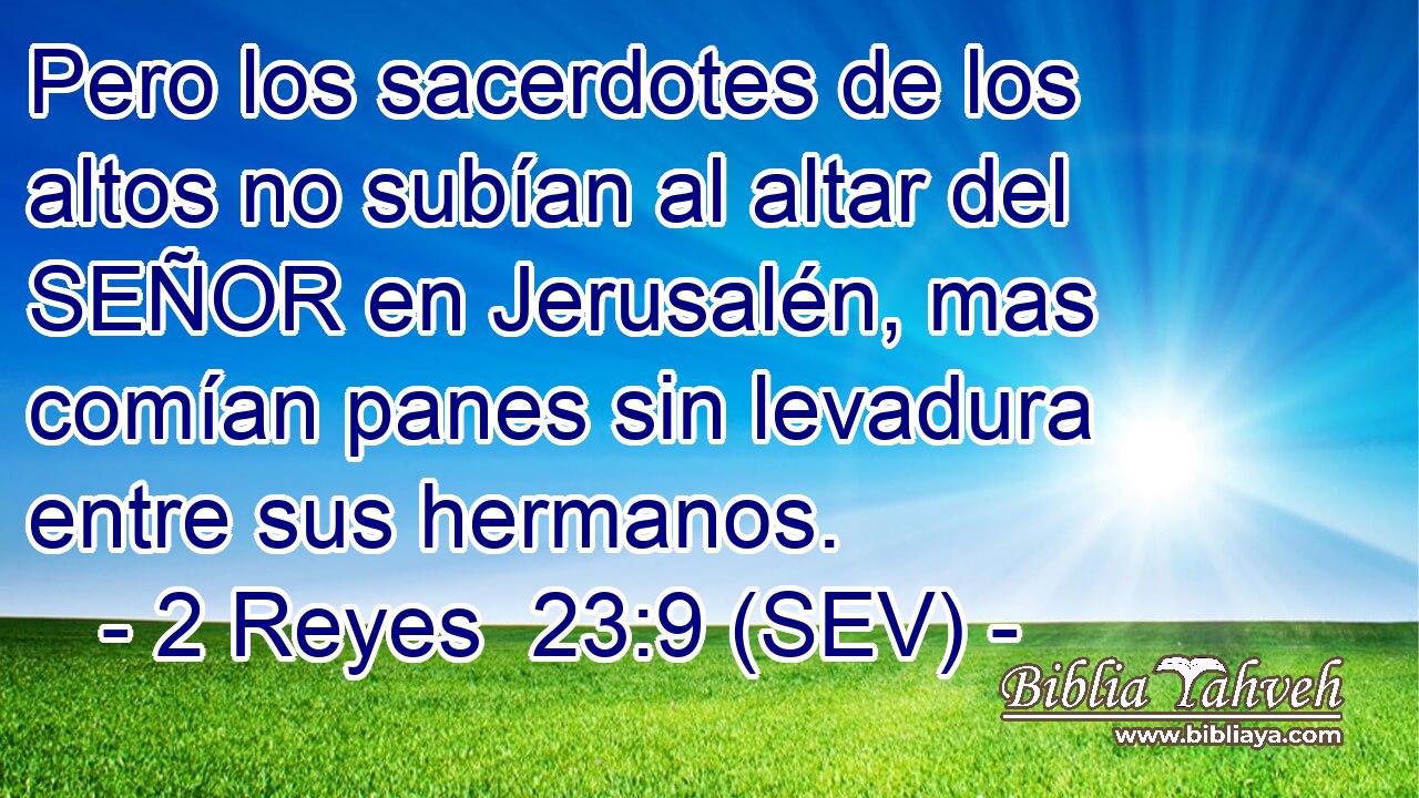Pero los sacerdotes de los altos no subían al altar del SEÑOR en Jerusalén, mas comían panes sin levadura entre sus hermanos.