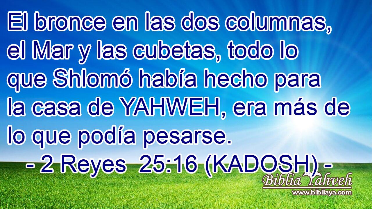  El bronce en las dos columnas, el Mar y las cubetas, todo lo que Shlomó había hecho para la casa de YAHWEH, era más de lo que podía pesarse. 