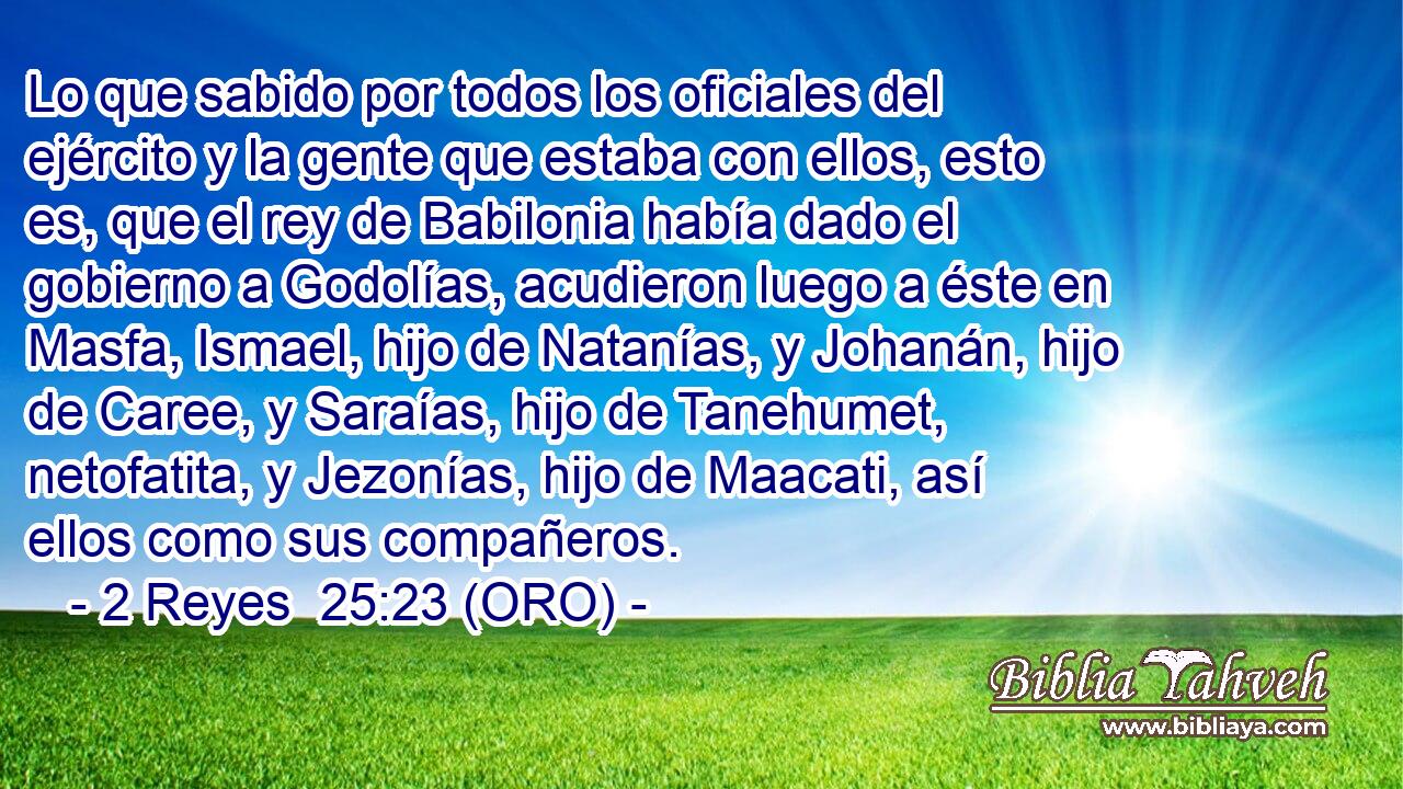  Lo que sabido por todos los oficiales del ejército y la gente que estaba con ellos, esto es, que el rey de Babilonia había dado el gobierno a Godolías, acudieron luego a éste en Masfa, Ismael, hijo de Natanías, y Johanán, hijo de Caree, y Saraías, hijo de Tanehumet, netofatita, y Jezonías, hijo de Maacati, así ellos como sus compañeros. 