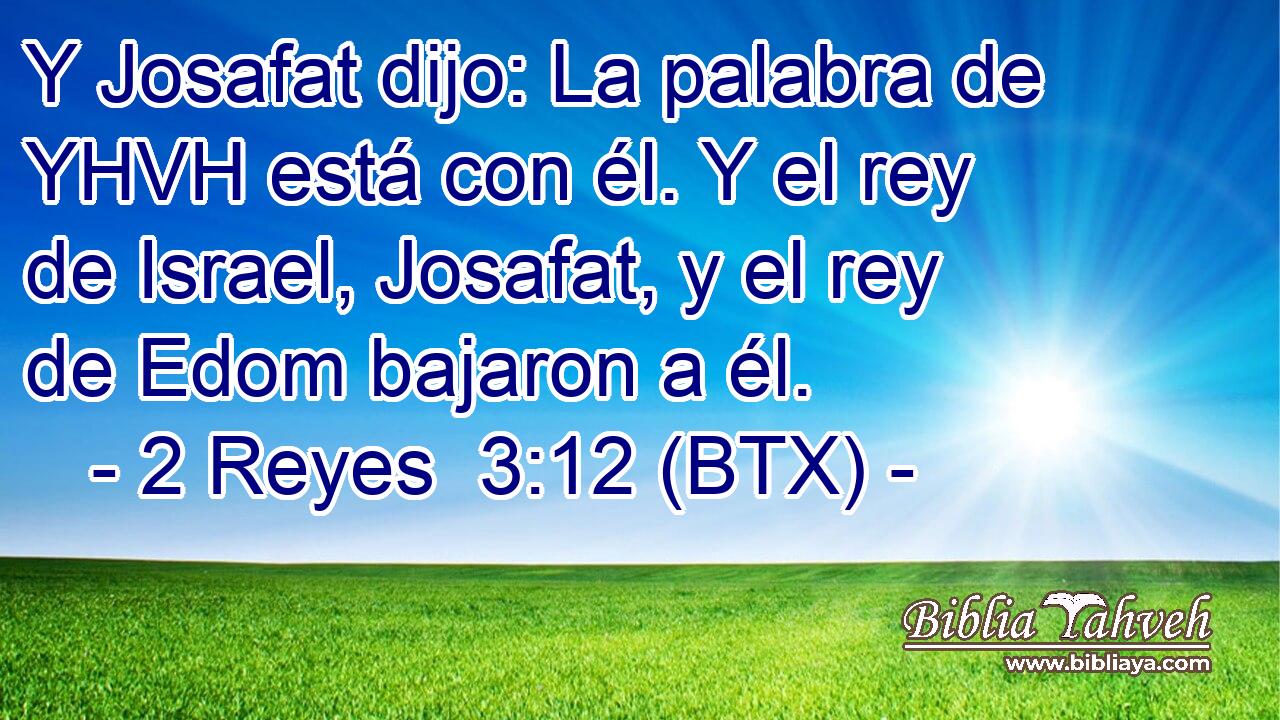 Y Josafat dijo: La palabra de YHVH está con él. Y el rey de Israel, Josafat, y el rey de Edom bajaron a él.