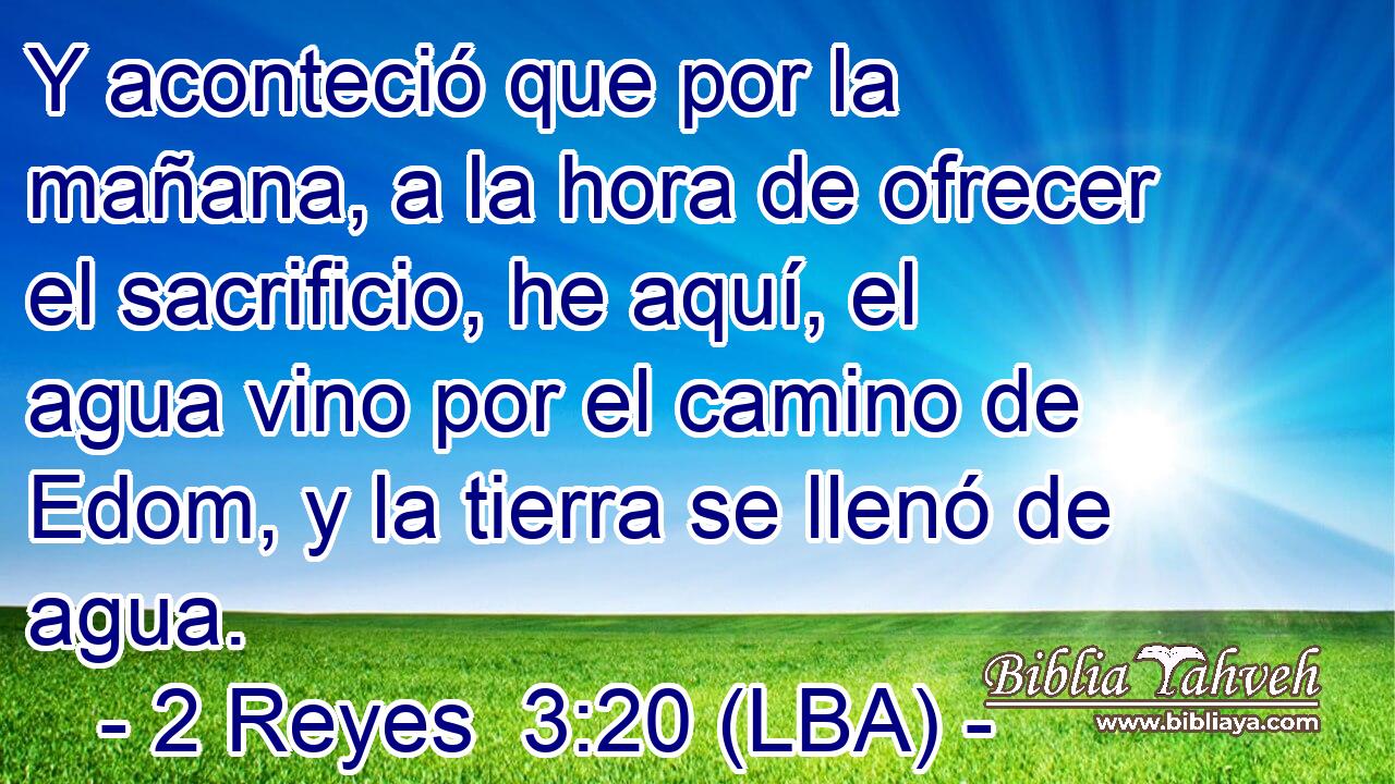 Y aconteció que por la mañana, a la hora de ofrecer el sacrificio, he aquí, el agua vino por el camino de Edom, y la tierra se llenó de agua.
