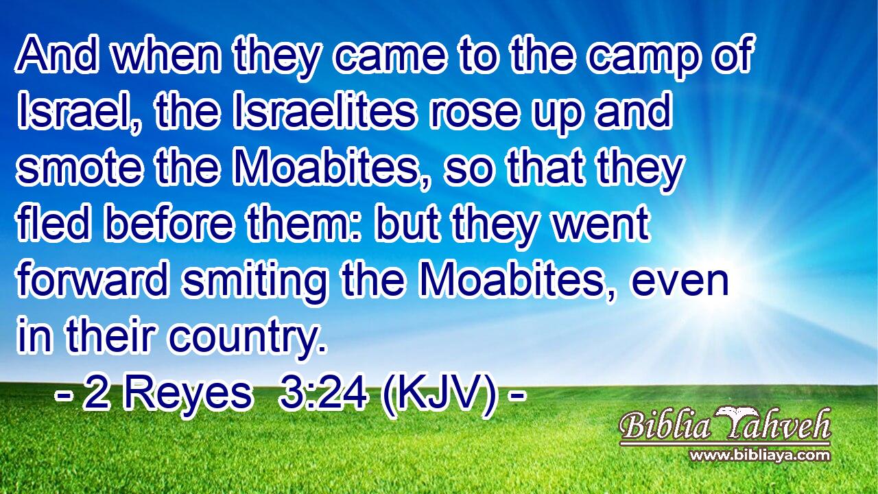 And when they came to the camp of Israel, the Israelites rose up and smote the Moabites, so that they fled before them: but they went forward smiting the Moabites, even in their country.