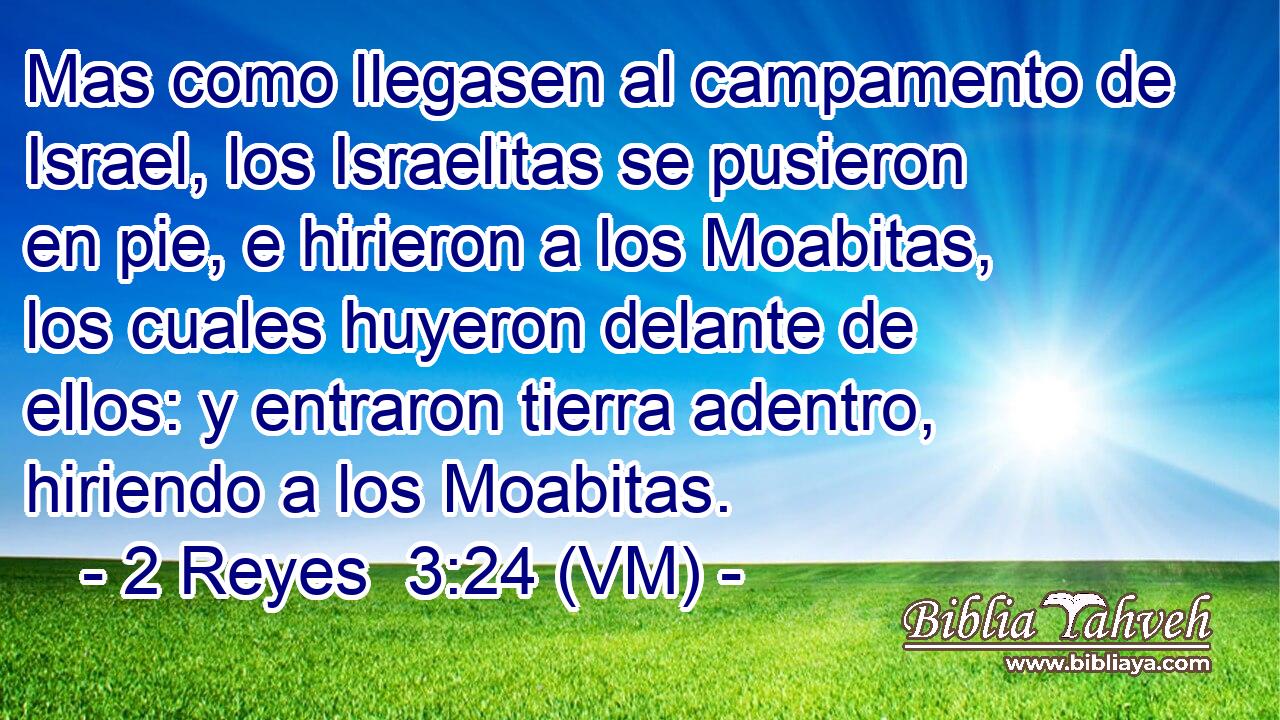  Mas como llegasen al campamento de Israel, los Israelitas se pusieron en pie, e hirieron a los Moabitas, los cuales huyeron delante de ellos: y entraron tierra adentro, hiriendo a los Moabitas. 