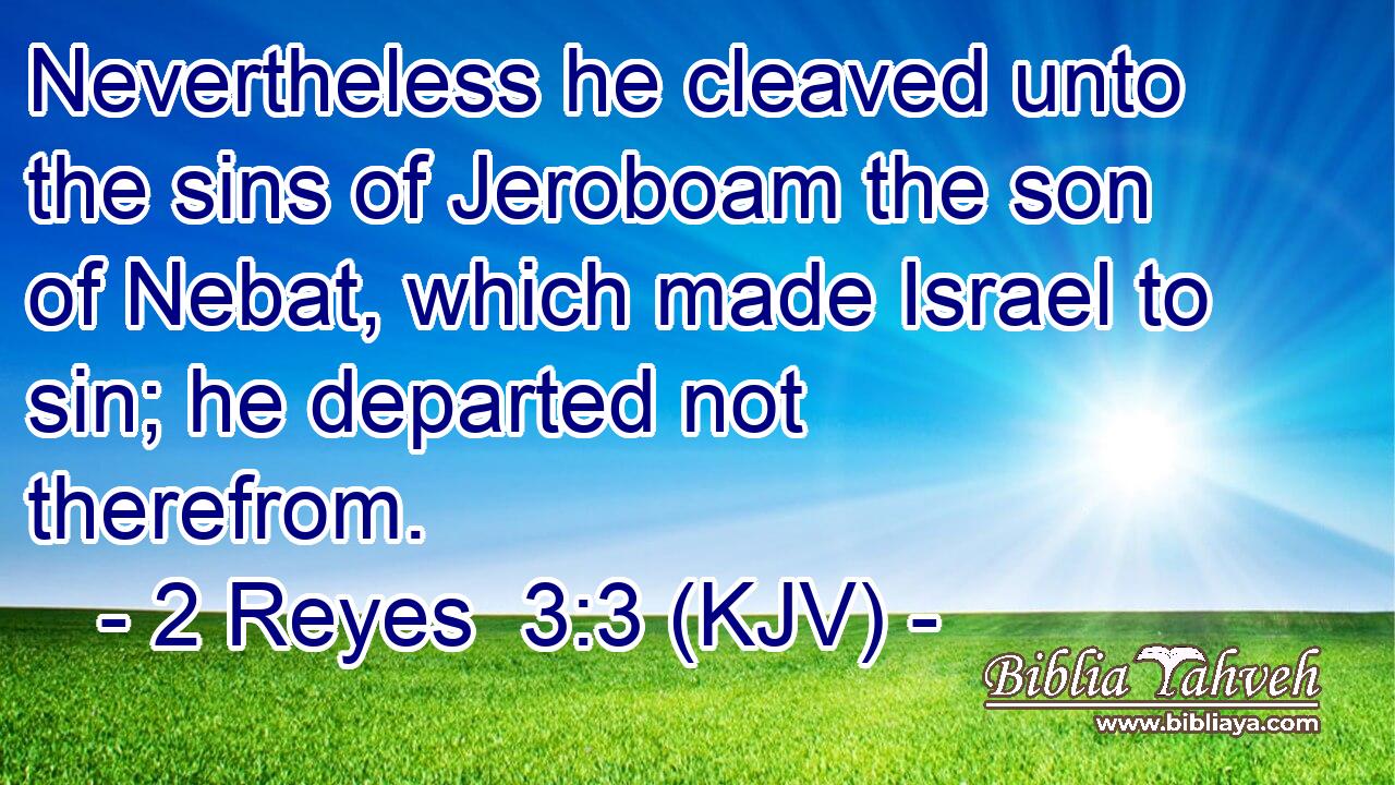 Nevertheless he cleaved unto the sins of Jeroboam the son of Nebat, which made Israel to sin; he departed not therefrom.