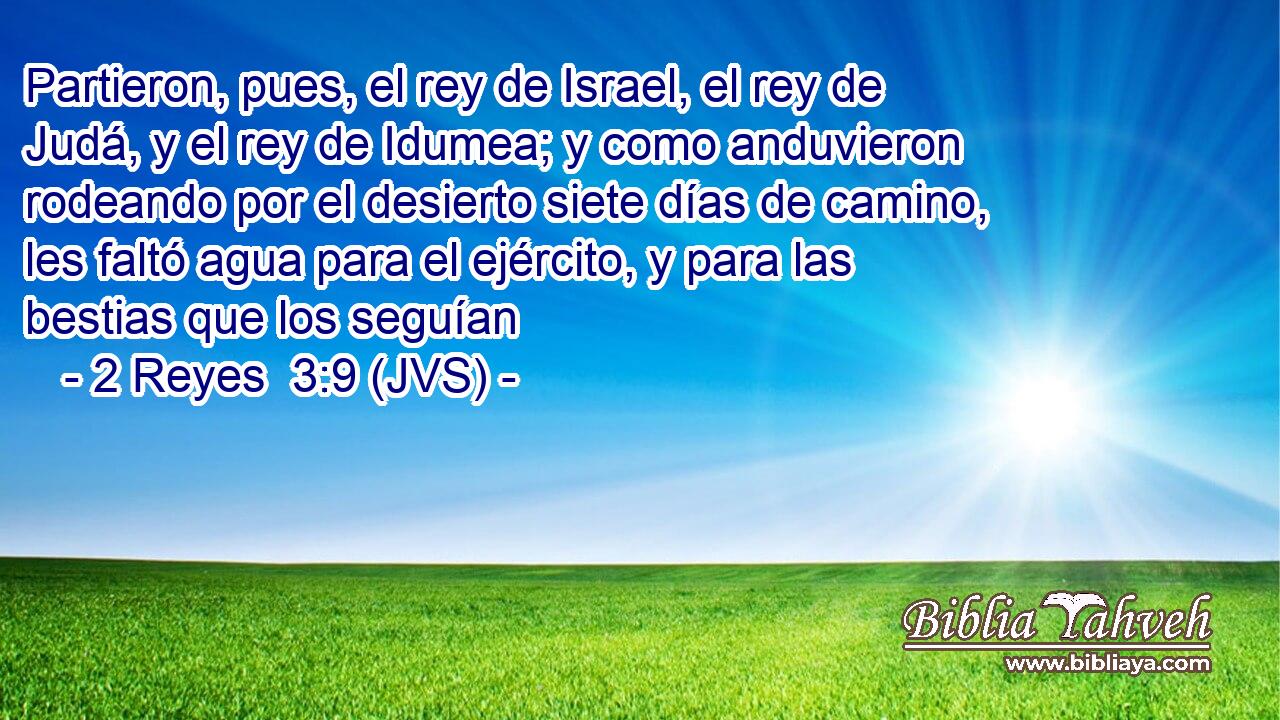 Partieron, pues, el rey de Israel, el rey de Judá, y el rey de Idumea; y como anduvieron rodeando por el desierto siete días de camino, les faltó agua para el ejército, y para las bestias que los seguían