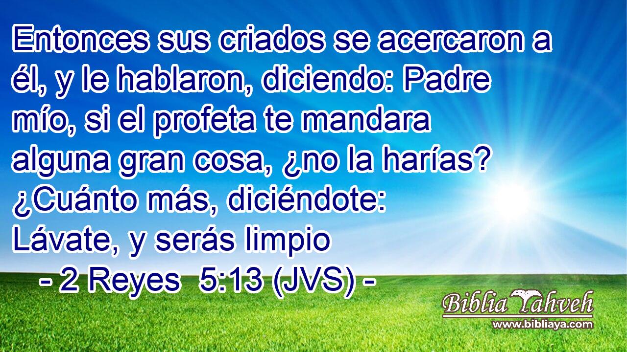 Entonces sus criados se acercaron a él, y le hablaron, diciendo: Padre mío, si el profeta te mandara alguna gran cosa, ¿no la harías? ¿Cuánto más, diciéndote: Lávate, y serás limpio