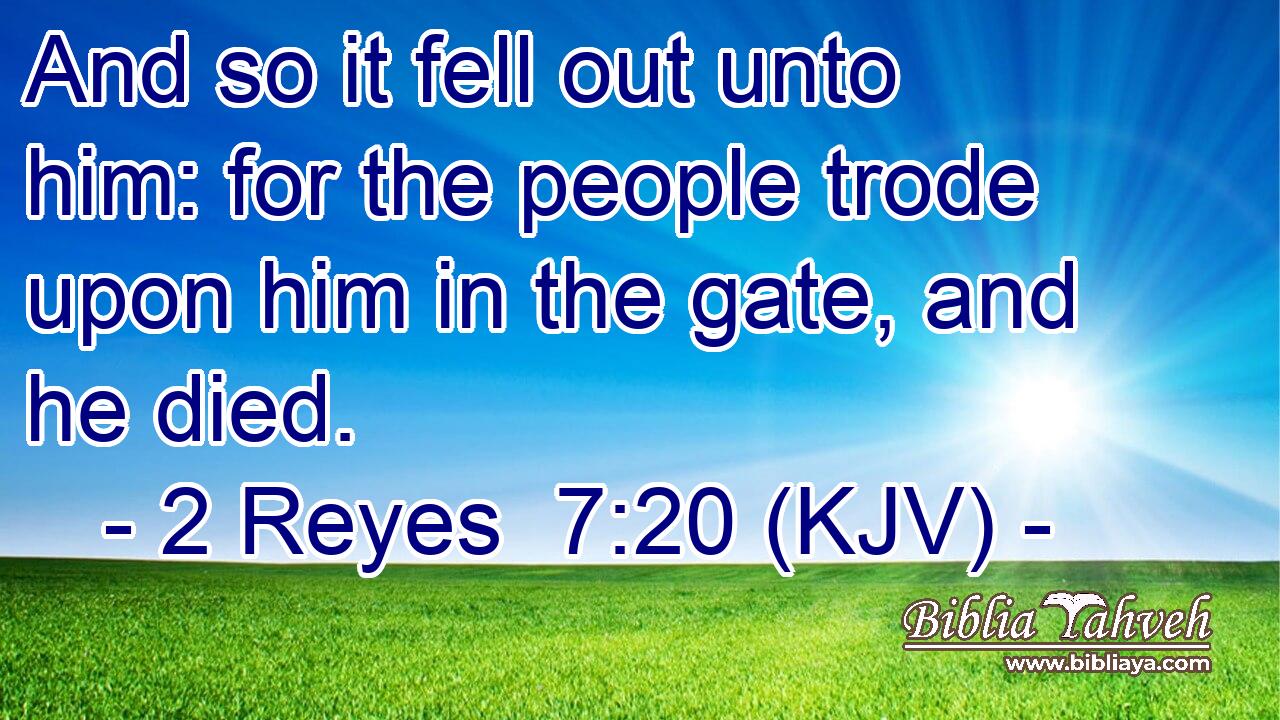 And so it fell out unto him: for the people trode upon him in the gate, and he died.