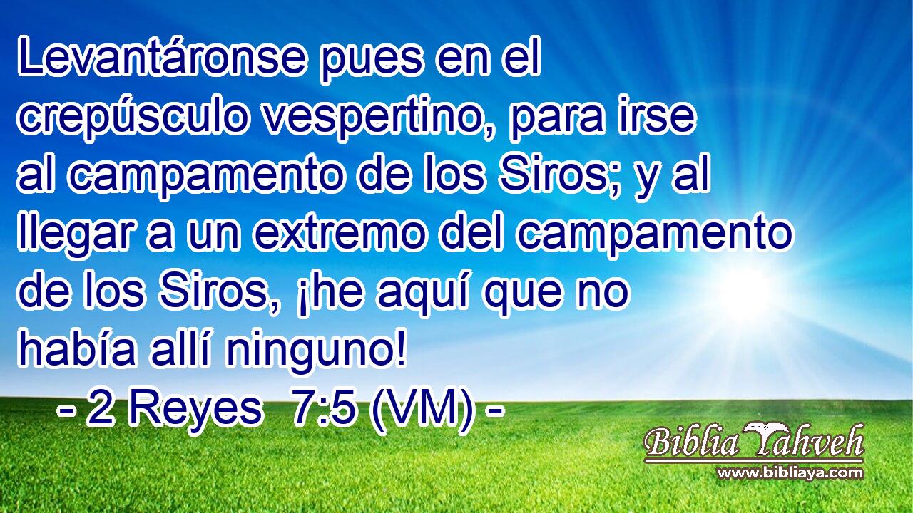  Levantáronse pues en el crepúsculo vespertino, para irse al campamento de los Siros; y al llegar a un extremo del campamento de los Siros, ¡he aquí que no había allí ninguno! 