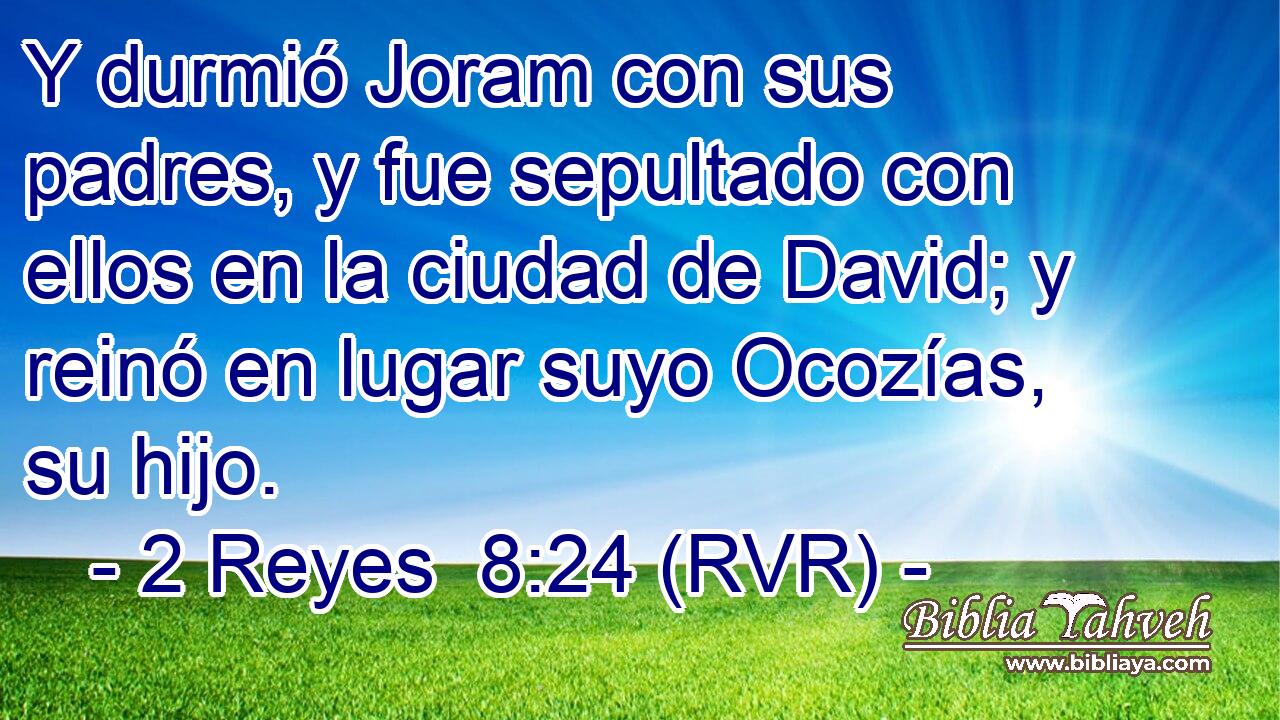 Y durmió Joram con sus padres, y fue sepultado con ellos en la ciudad de David; y reinó en lugar suyo Ocozías, su hijo.