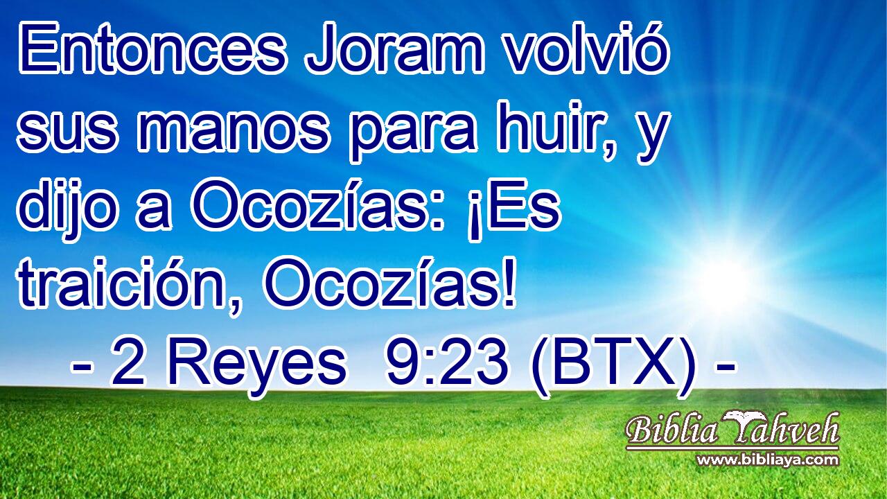 Entonces Joram volvió sus manos para huir, y dijo a Ocozías: ¡Es traición, Ocozías!