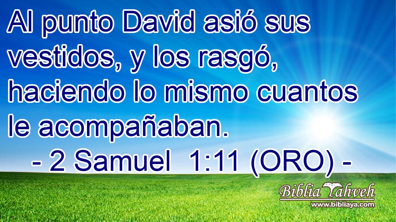  Al punto David asió sus vestidos, y los rasgó, haciendo lo mismo cuantos le acompañaban. 