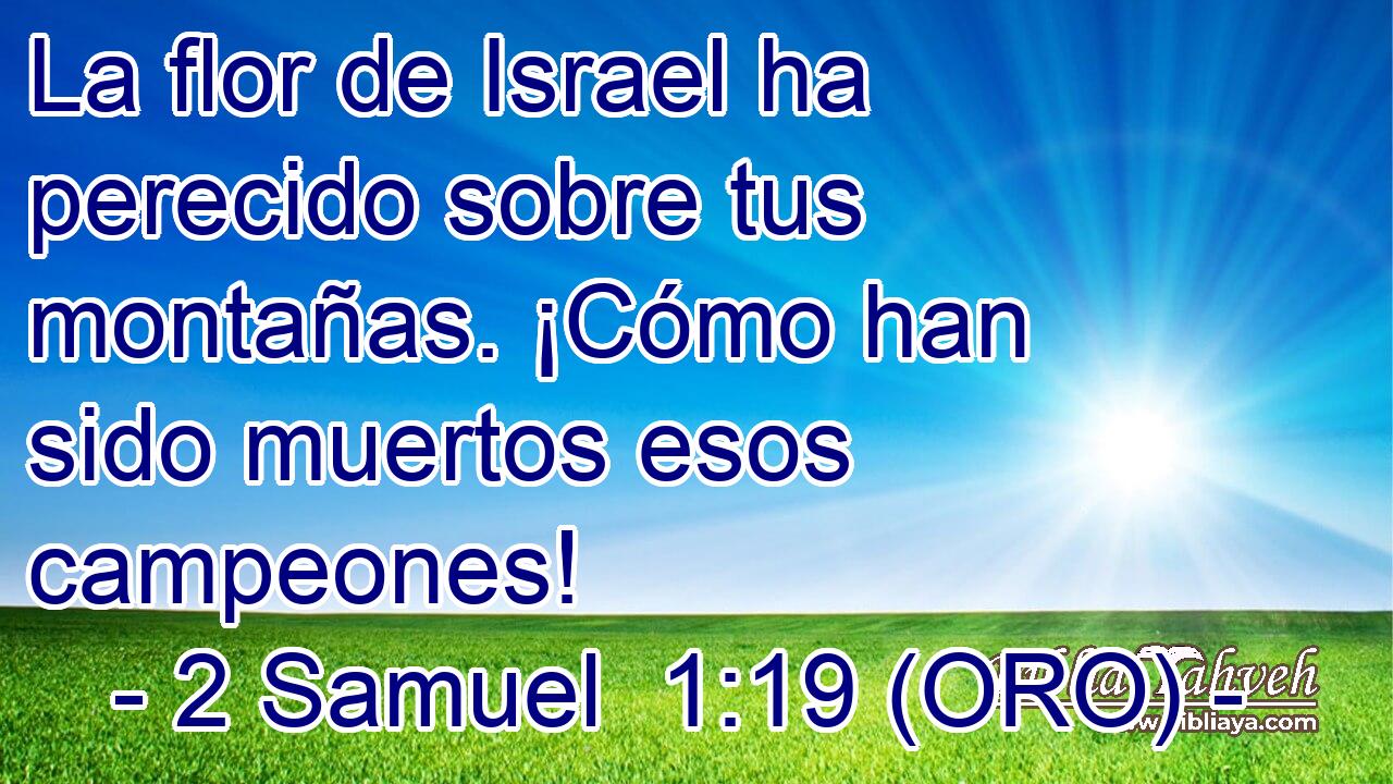 La flor de Israel ha perecido sobre tus montañas. ¡Cómo han sido muertos esos campeones! 