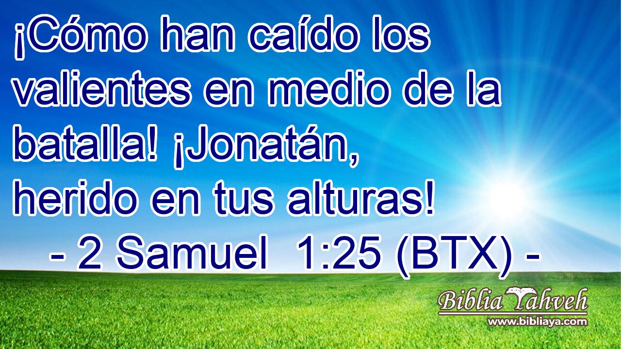 ¡Cómo han caído los valientes en medio de la batalla! ¡Jonatán, herido en tus alturas!