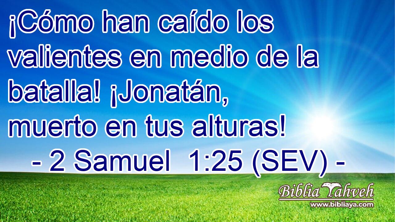 ¡Cómo han caído los valientes en medio de la batalla! ¡Jonatán, muerto en tus alturas!