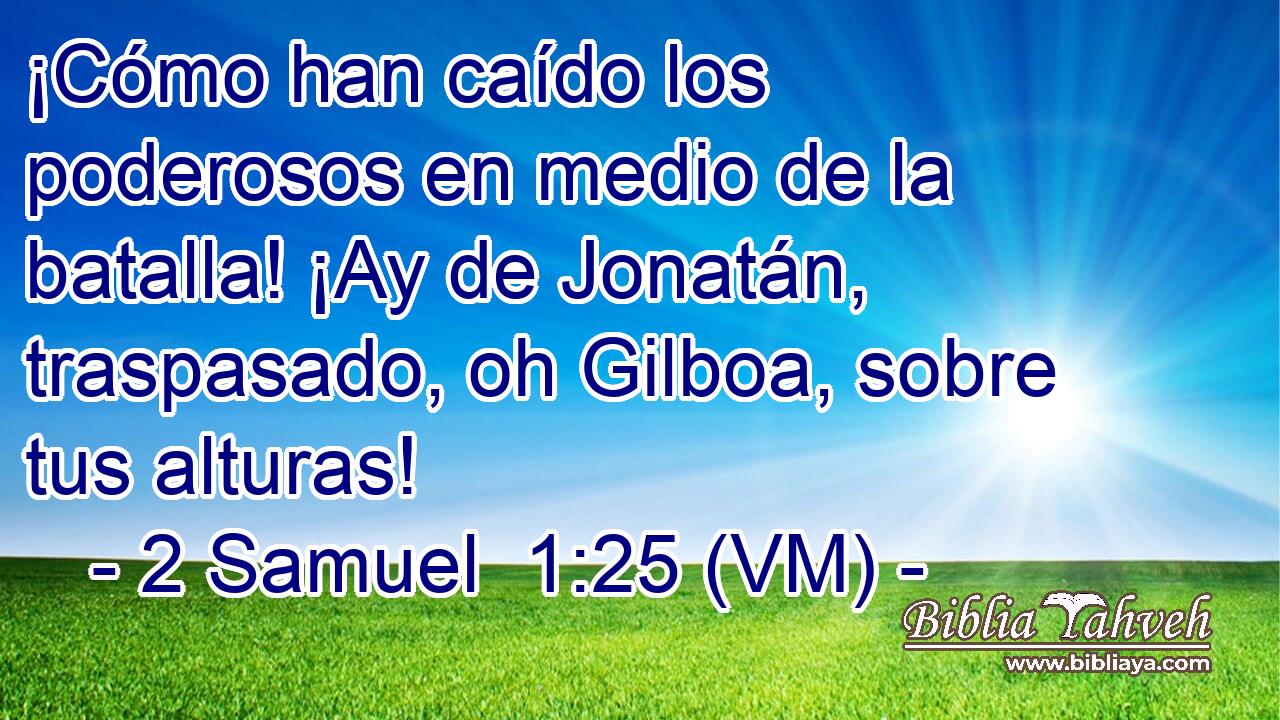  ¡Cómo han caído los poderosos en medio de la batalla! ¡Ay de Jonatán, traspasado, oh Gilboa, sobre tus alturas! 
