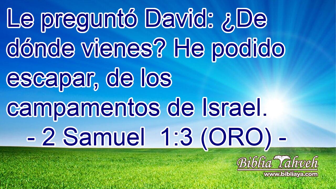  Le preguntó David: ¿De dónde vienes? He podido escapar, de los campamentos de Israel. 