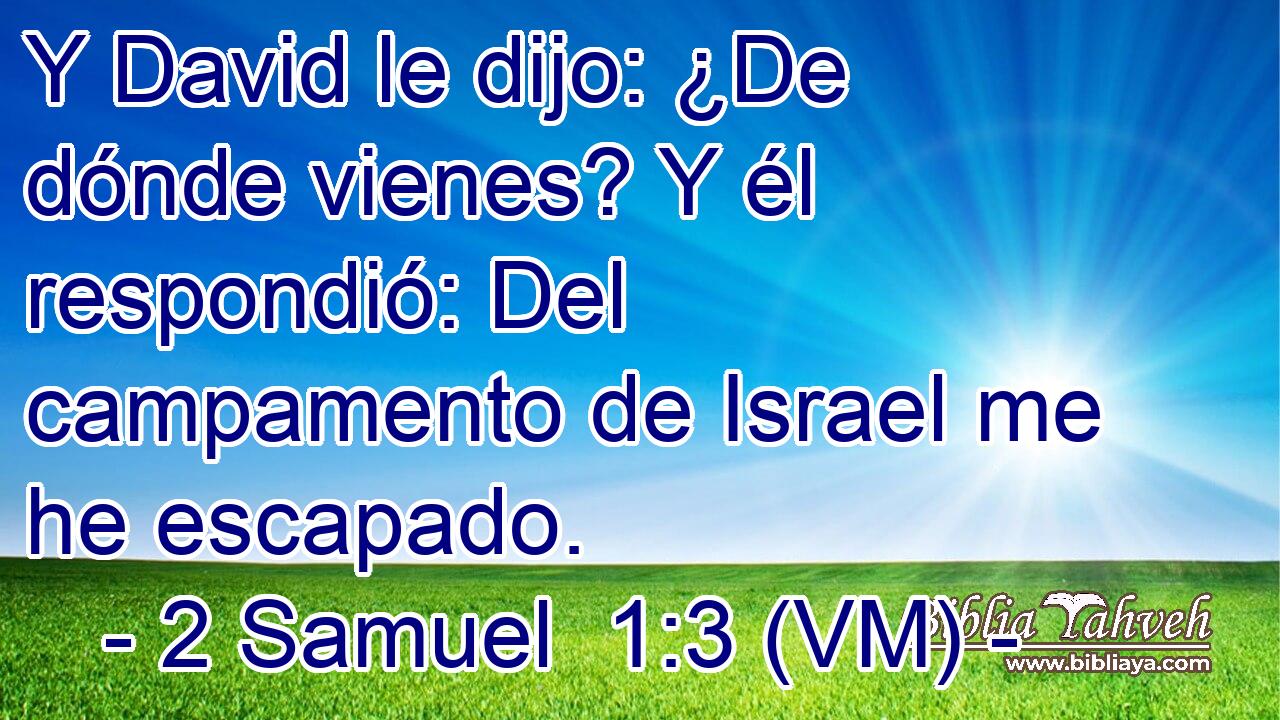 Y David le dijo: ¿De dónde vienes? Y él respondió: Del campamento de Israel me he escapado. 