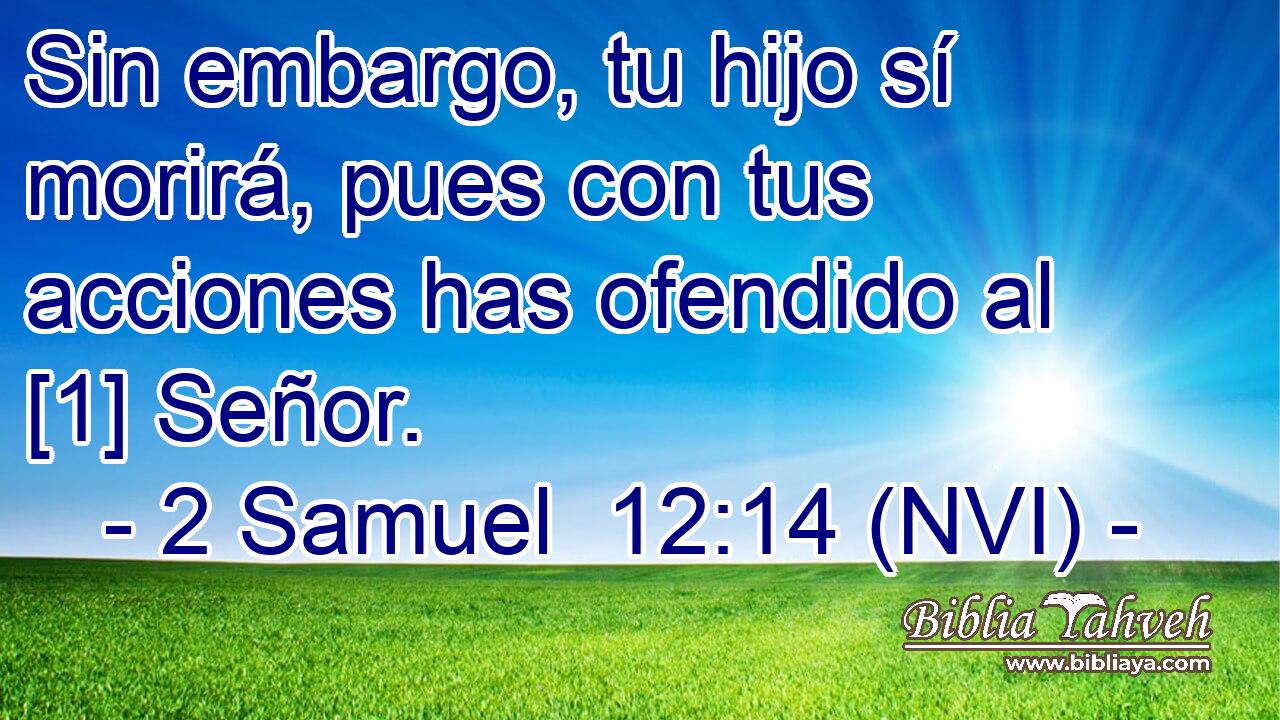  Sin embargo, tu hijo sí morirá, pues con tus acciones has ofendido al [1] Señor. 
