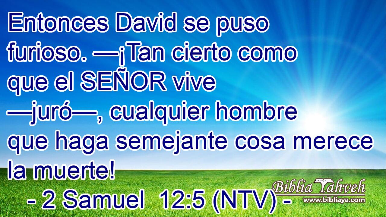 Entonces David se puso furioso. —¡Tan cierto como que el SEÑOR vive —juró—, cualquier hombre que haga semejante cosa merece la muerte!
