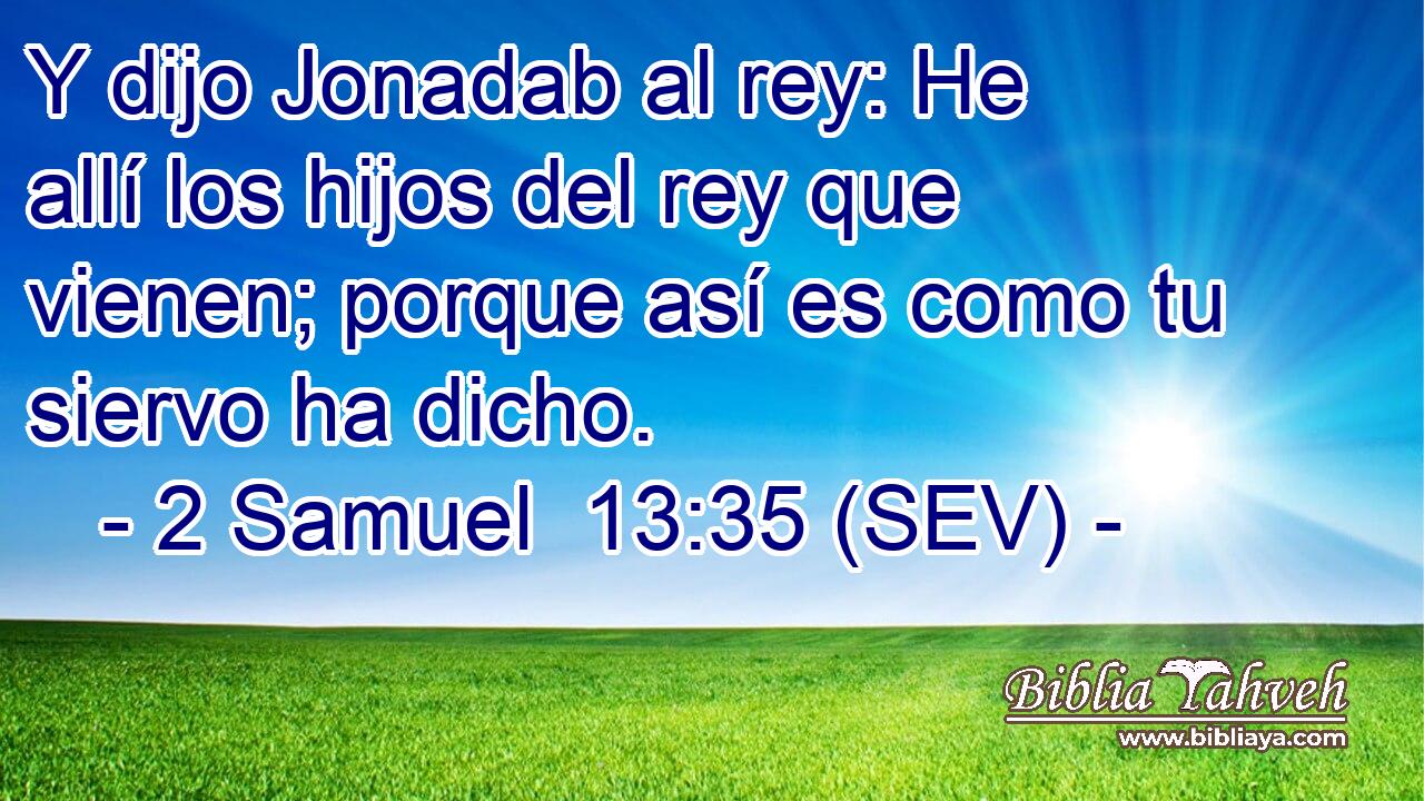 Y dijo Jonadab al rey: He allí los hijos del rey que vienen; porque así es como tu siervo ha dicho.