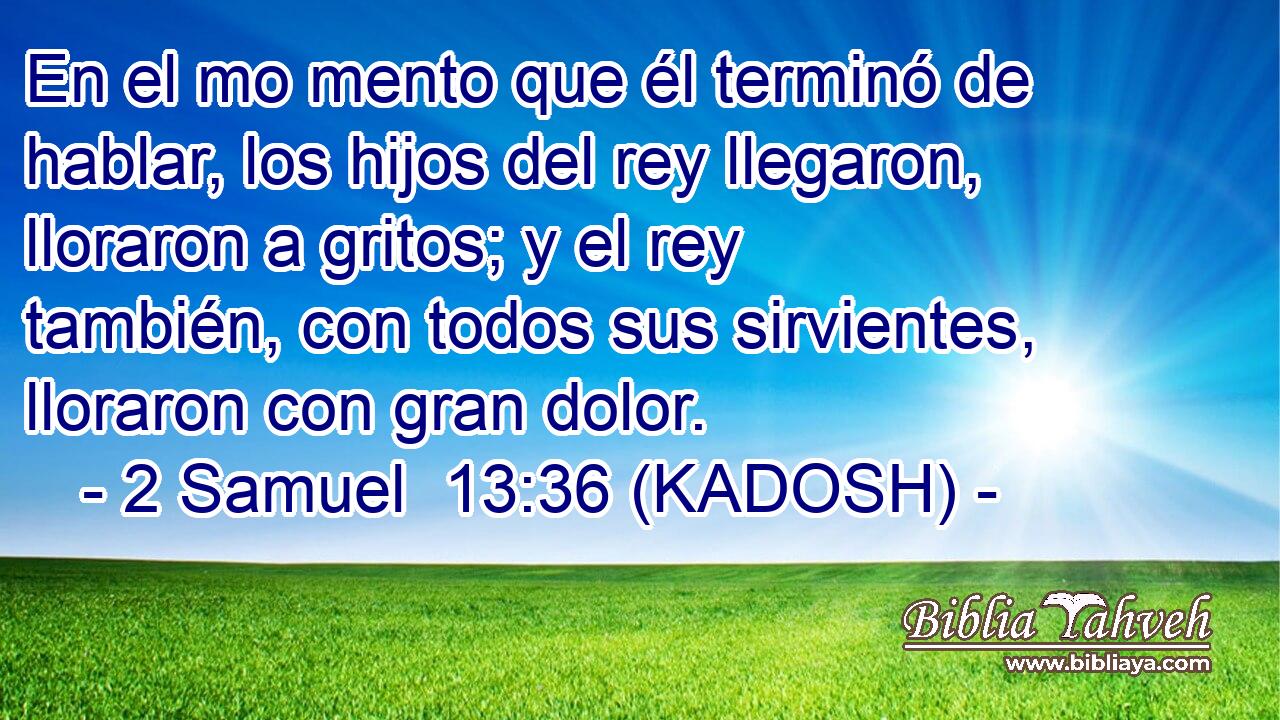  En el mo mento que él terminó de hablar, los hijos del rey llegaron, lloraron a gritos; y el rey también, con todos sus sirvientes, lloraron con gran dolor. 