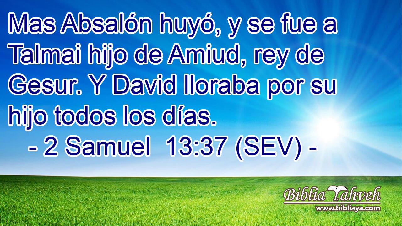 Mas Absalón huyó, y se fue a Talmai hijo de Amiud, rey de Gesur. Y David lloraba por su hijo todos los días.