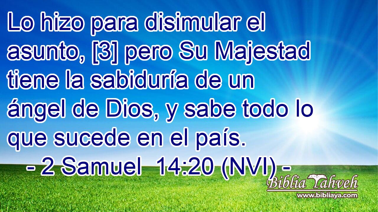  Lo hizo para disimular el asunto, [3] pero Su Majestad tiene la sabiduría de un ángel de Dios, y sabe todo lo que sucede en el país. 
