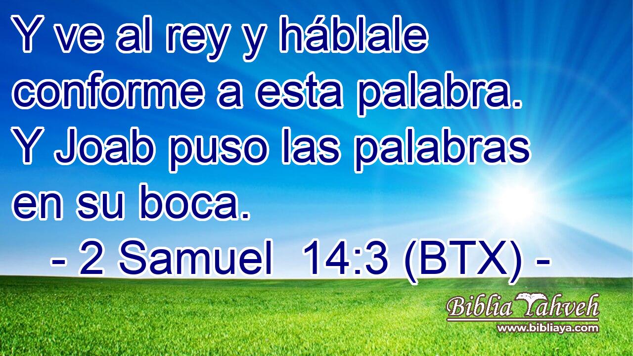 Y ve al rey y háblale conforme a esta palabra. Y Joab puso las palabras en su boca.
