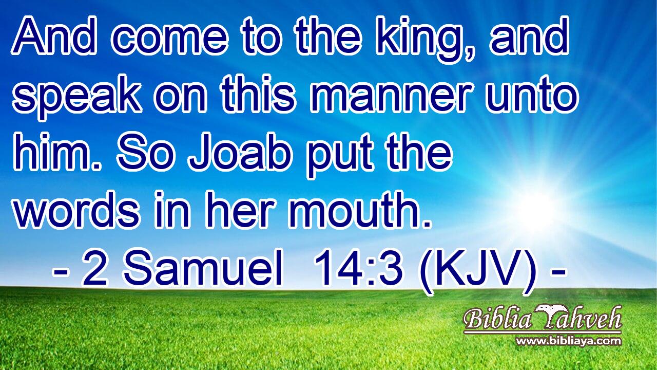 And come to the king, and speak on this manner unto him. So Joab put the words in her mouth.