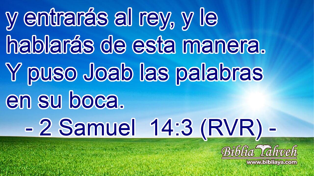 y entrarás al rey, y le hablarás de esta manera. Y puso Joab las palabras en su boca.