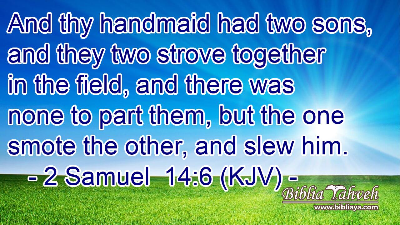 And thy handmaid had two sons, and they two strove together in the field, and there was none to part them, but the one smote the other, and slew him.