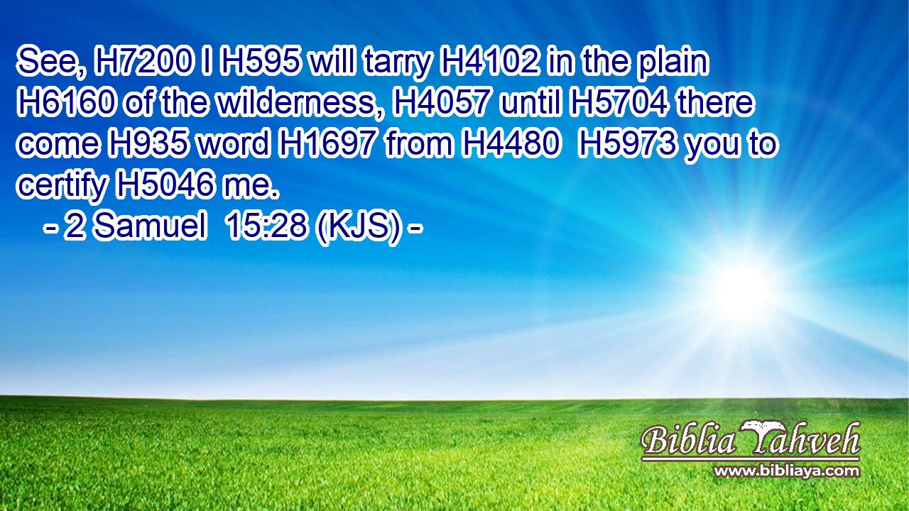 See, H7200 I H595 will tarry H4102 in the plain H6160 of the wilderness, H4057 until H5704 there come H935 word H1697 from H4480  H5973 you to certify H5046 me.