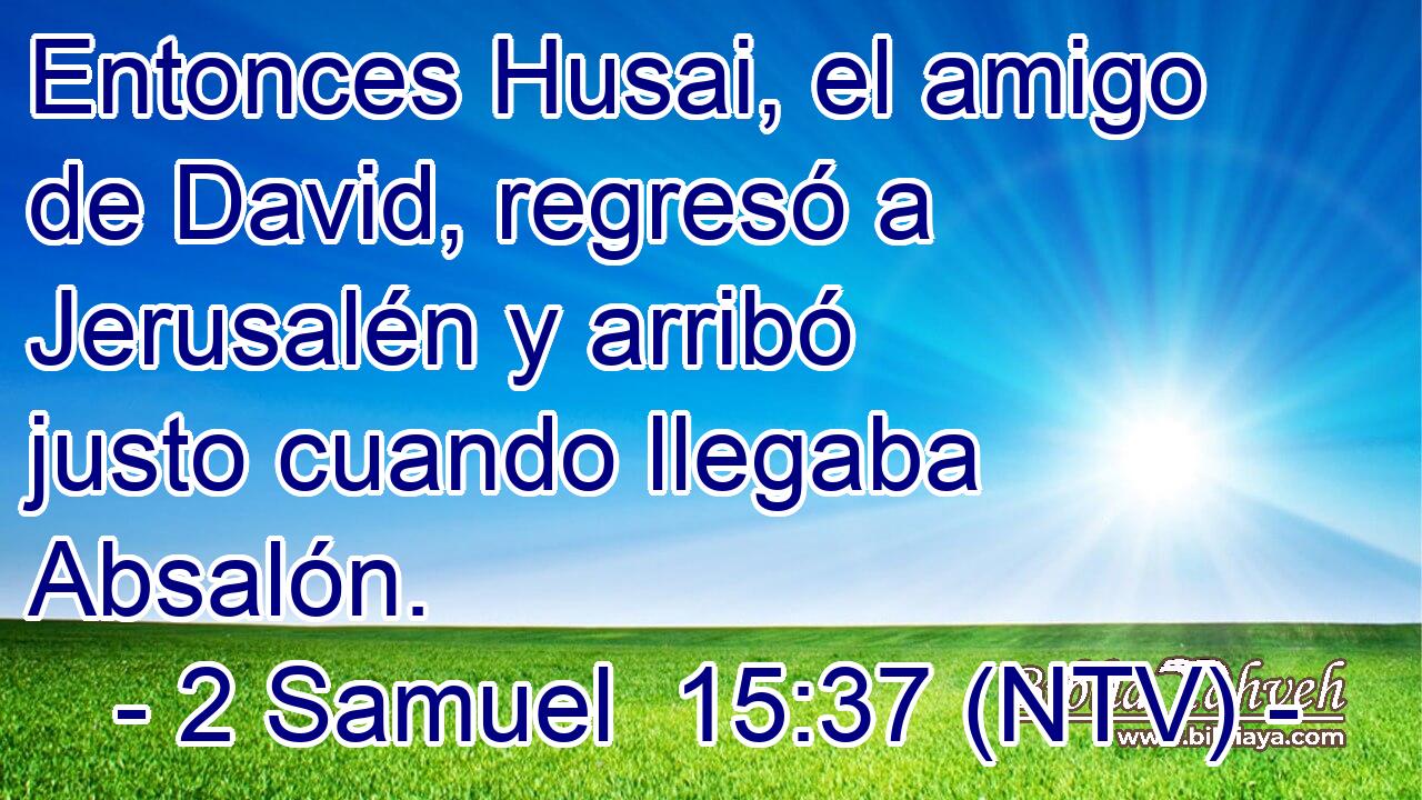 Entonces Husai, el amigo de David, regresó a Jerusalén y arribó justo cuando llegaba Absalón.