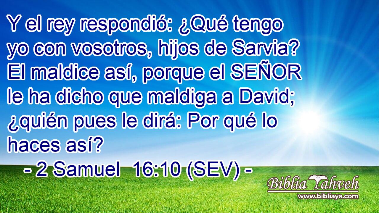 Y el rey respondió: ¿Qué tengo yo con vosotros, hijos de Sarvia? El maldice así, porque el SEÑOR le ha dicho que maldiga a David; ¿quién pues le dirá: Por qué lo haces así?