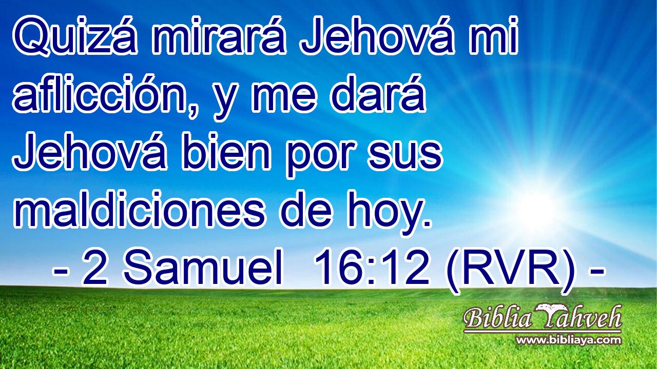 Quizá mirará Jehová mi aflicción, y me dará Jehová bien por sus maldiciones de hoy.