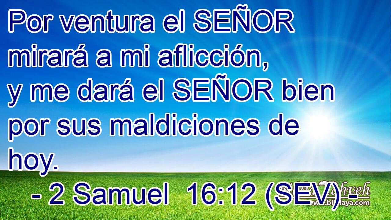 Por ventura el SEÑOR mirará a mi aflicción, y me dará el SEÑOR bien por sus maldiciones de hoy.