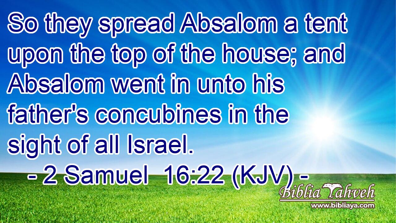 So they spread Absalom a tent upon the top of the house; and Absalom went in unto his father's concubines in the sight of all Israel.