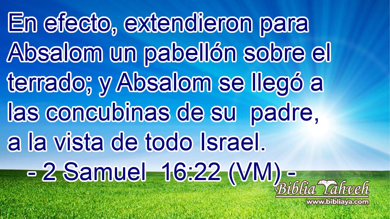  En efecto, extendieron para Absalom un pabellón sobre el terrado; y Absalom se llegó a las concubinas de su  padre, a la vista de todo Israel. 