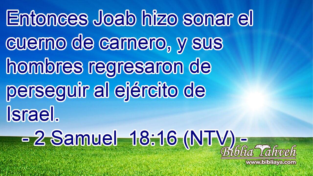 Entonces Joab hizo sonar el cuerno de carnero, y sus hombres regresaron de perseguir al ejército de Israel.
