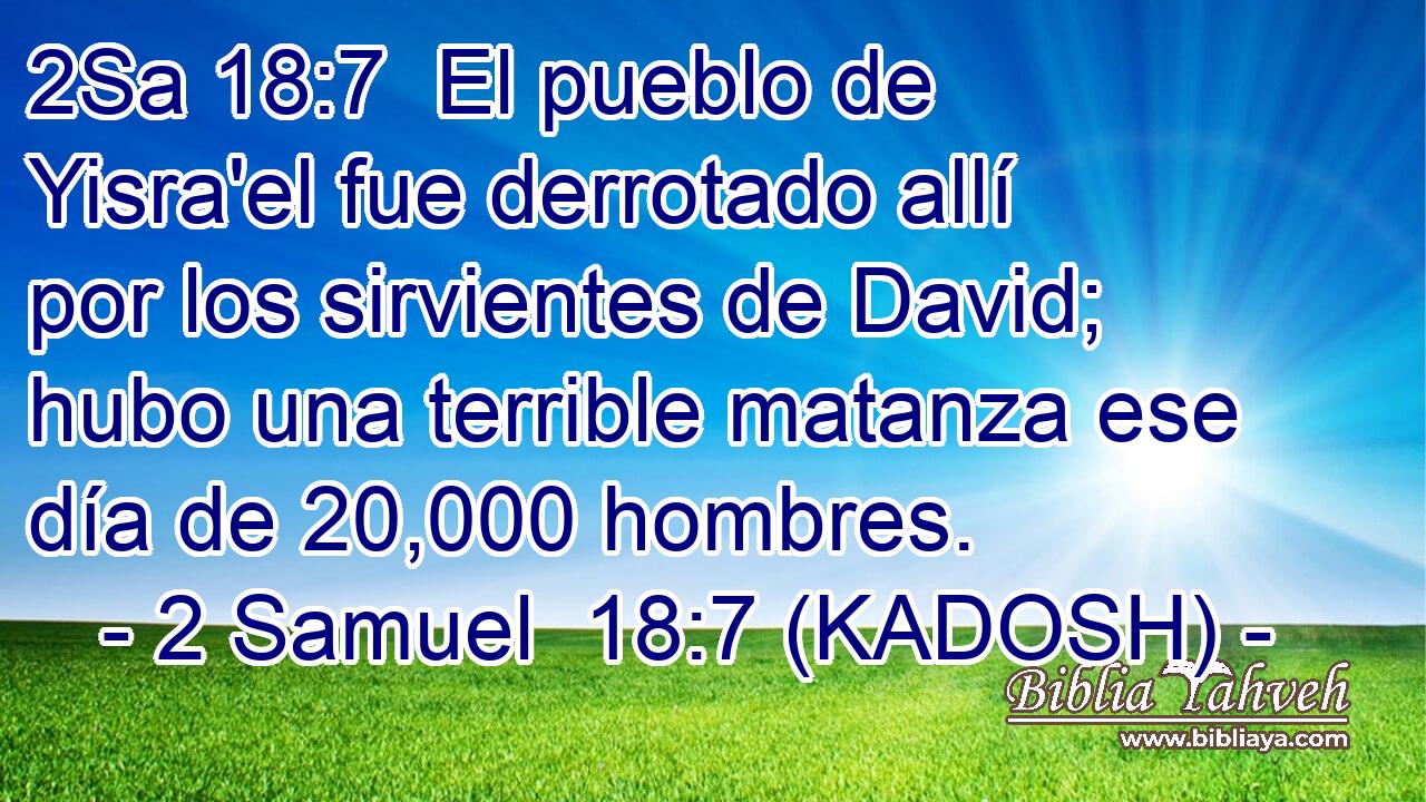  El pueblo de Yisra'el fue derrotado allí por los sirvientes de David; hubo una terrible matanza ese día de 20,000 hombres. 