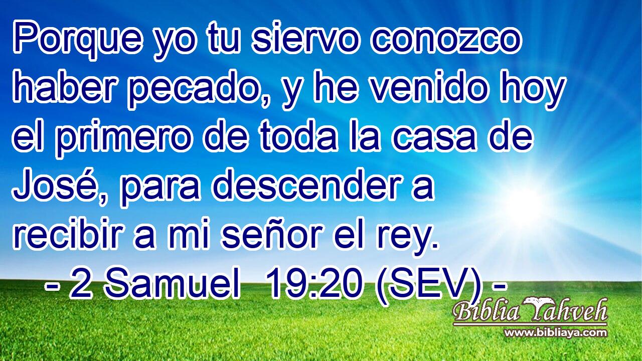 Porque yo tu siervo conozco haber pecado, y he venido hoy el primero de toda la casa de José, para descender a recibir a mi señor el rey.