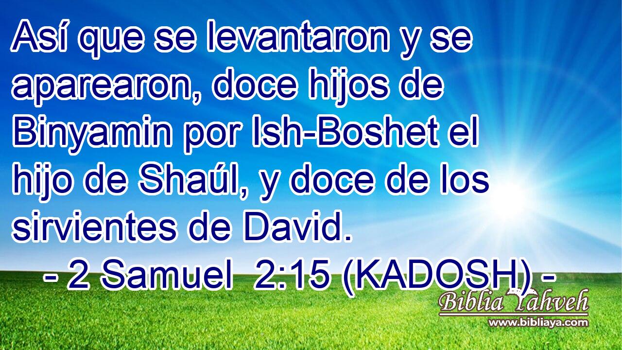  Así que se levantaron y se aparearon, doce hijos de Binyamin por Ish-Boshet el hijo de Shaúl, y doce de los sirvientes de David. 