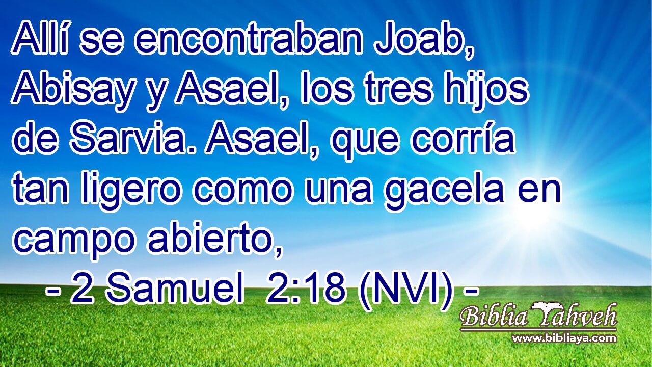  Allí se encontraban Joab, Abisay y Asael, los tres hijos de Sarvia. Asael, que corría tan ligero como una gacela en campo abierto, 