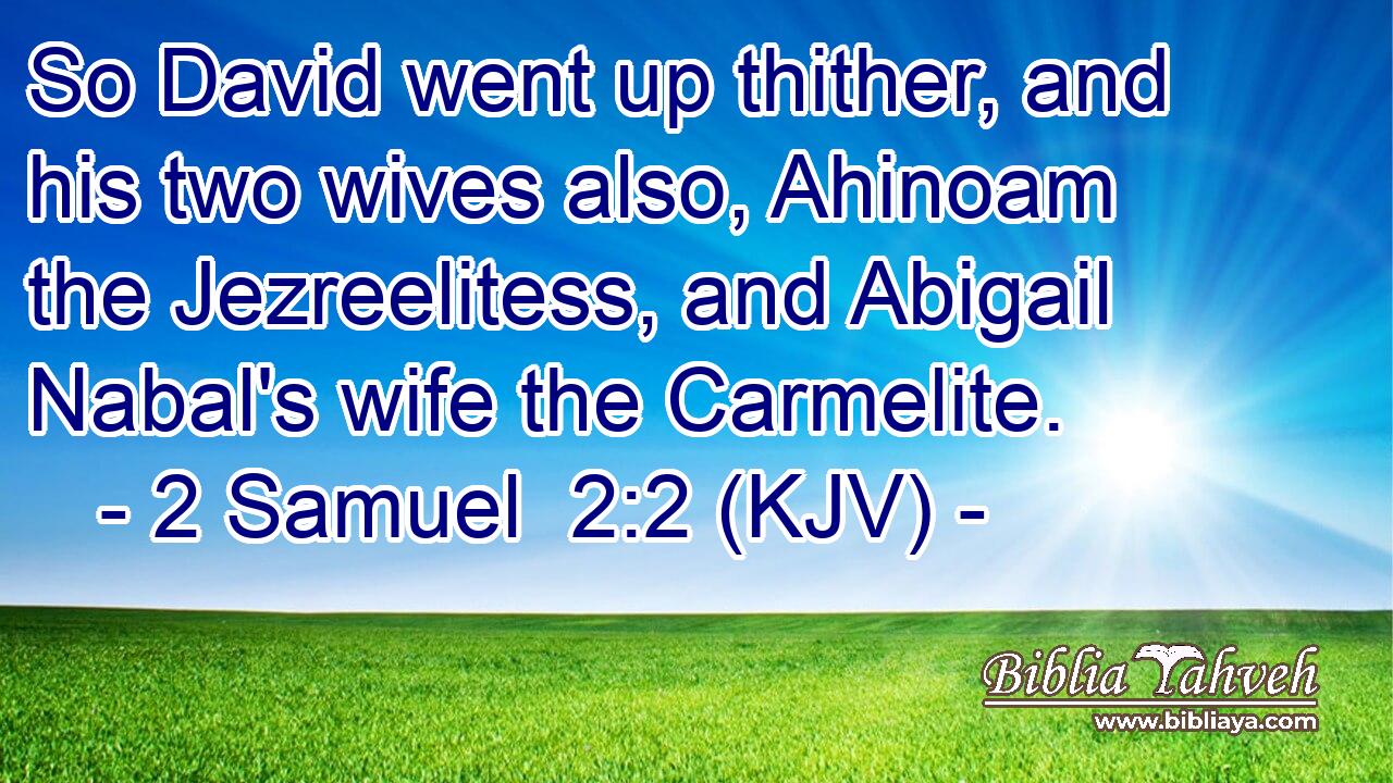 So David went up thither, and his two wives also, Ahinoam the Jezreelitess, and Abigail Nabal's wife the Carmelite.