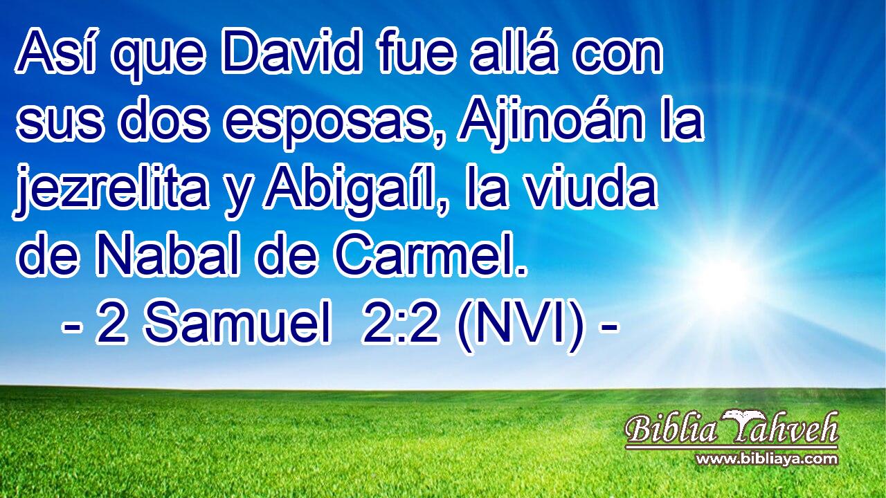  Así que David fue allá con sus dos esposas, Ajinoán la jezrelita y Abigaíl, la viuda de Nabal de Carmel. 